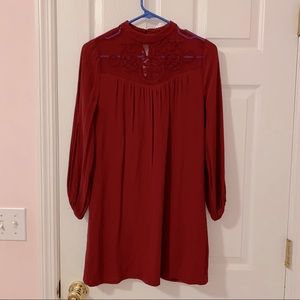 Red Embroidered Shift Dress from F21